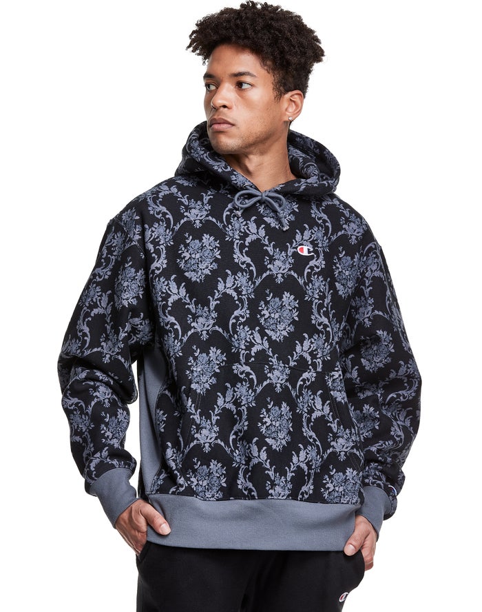 Champion Reverse Weave All Over Print - Miesten Harmaat/Mustat Huppari - Suomi 6397584-RG